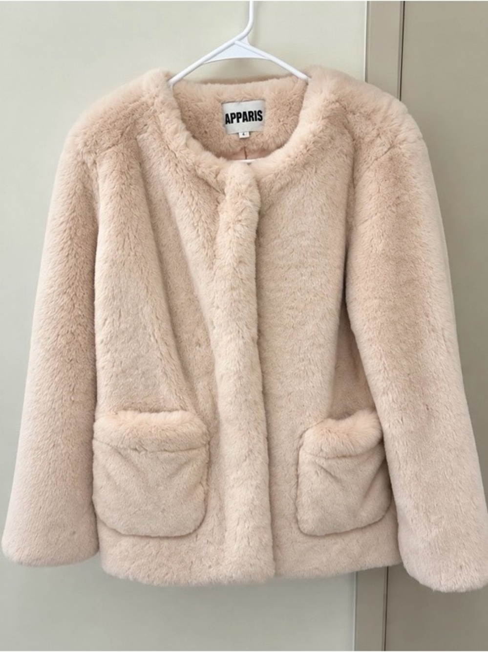 Apparis Women's Beige Cream Teddy Faux-Fur Jacket